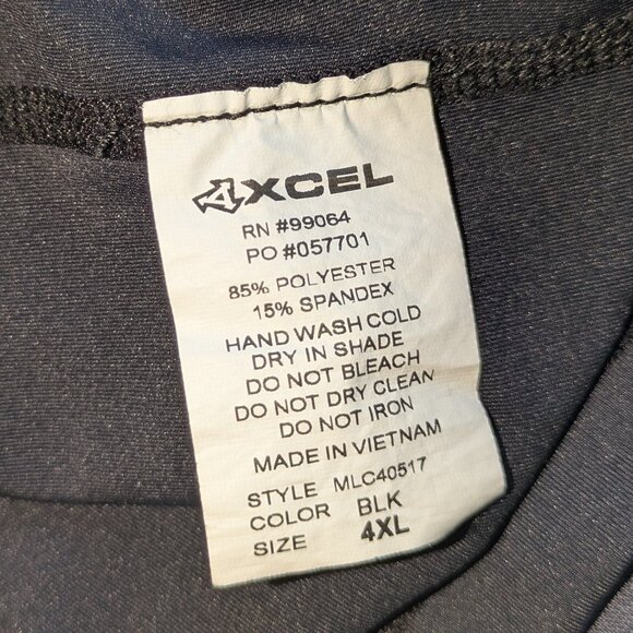 XCEL MLC40517 Short Sleeve Black UV Shirt Rash Guard 4XL Black - Picture 7 of 9